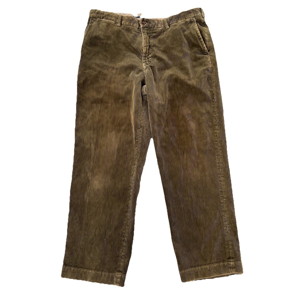 Polo Ralph Lauren 36X30 Olive Green Wide Wale‎ Corduroy Preston Mens Dress Pants